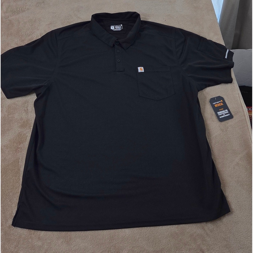 Carhartt Polo Shirt Medical Rugged Flex RSCU Shirt Men 2XL Black Lightweight New